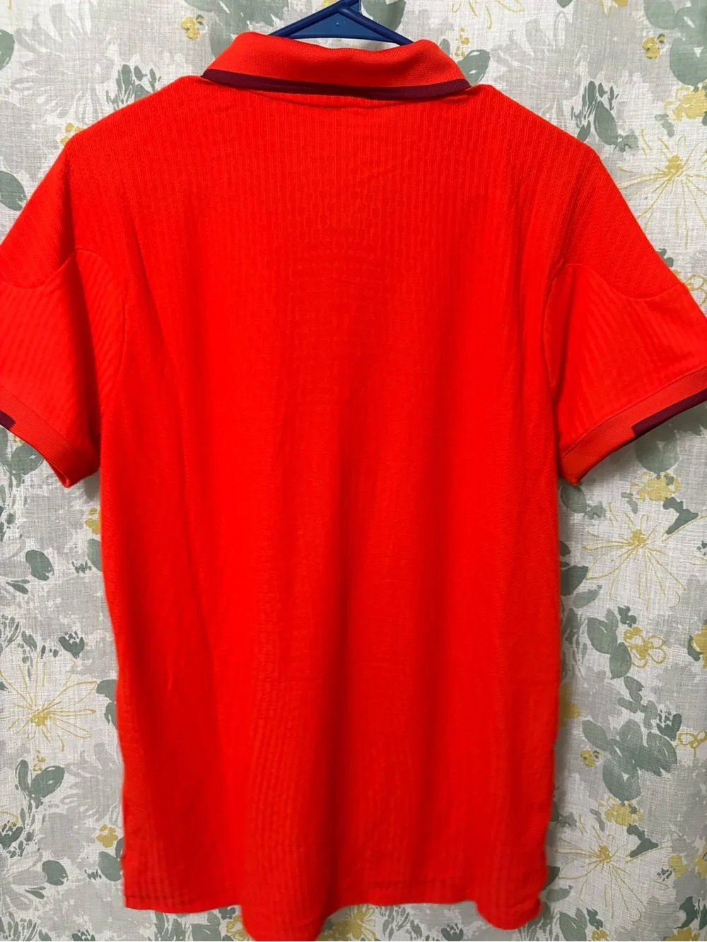 Nike Red Polo Top with Yellow Swoosh and Flag Patch